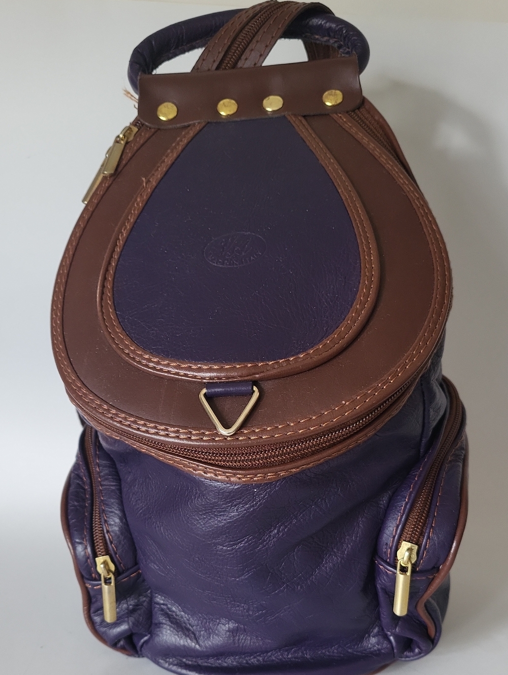 Vintage Italian Leather Convertible Teardrop Mini Backpack Purse